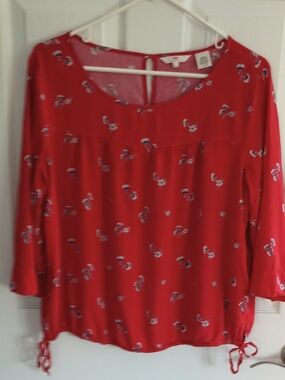 Levis Women’s Red Floral Tie-Hem Blouse